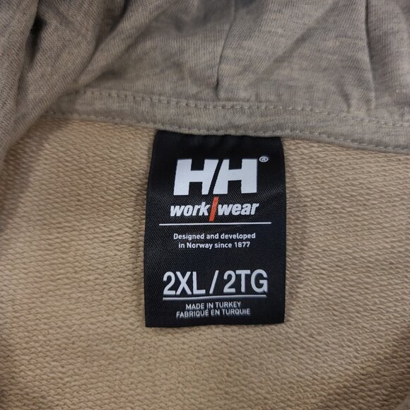 Helly Hansen Hoodie Mens XXL Brown Workwear Graphic Kangaroo Hoody Pullover - Picture 5 of 7